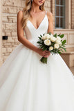 lvory A Line Spaghetti Straps Long Wedding Dress