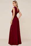 Dark Green Chiffon Cowl Neck Long Bridesmaid Dress with Slit
