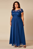 Blue A Line Chiffon Plus Size Mother Of The Bride Dress with Appliques