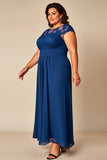 Blue A Line Chiffon Plus Size Mother Of The Bride Dress with Appliques