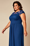 Blue A Line Chiffon Plus Size Mother Of The Bride Dress with Appliques