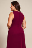 Burgundy A Line Chiffon One Shoulder Long Mother Of The Bride Dress