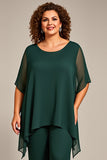 Pine 2 Piece Chiffon Plus Size Mother of the Bride Pant Suits
