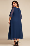 Navy Plus Size Chiffon A Line Mother of the Bride Dress