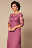 Desert Rose Chiffon Lace Mother of the Bride Dress