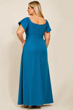 Peacock A Line Satin Ruched Plus Size Mother of the Bride Dress