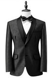 Men's Black Shawl Lapel 3 Pieces Prom Suits