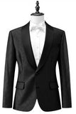 Men's Black One Button Shawl Lapel Jacquard Prom Blazer