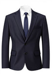 Men's Dark Navy Two Button Notched Lapel Prom Blazer