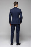 Navy Pinstripe 3 Piece One Button Notched Lapel Men's Suits