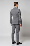 Grey Plaid Notched Lapel 3 Pieces Men's Prom Suits