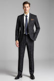 Black Printed 2 Pieces Notched Lapel Men's Suits