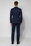 Dark Blue 3 Pieces Notched Lapel Striped Men's Suits