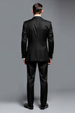 2 Pieces Black Notched Lapel Single Breasted Men's Prom Suits