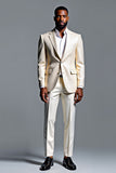 Ivory Notched Laple Single Breasted Men's Prom Suits