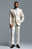 Ivory Notched Laple Single Breasted Men's Prom Suits