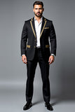 Black 2 Pieces Notched Lapel Prom Suits