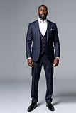 Dark Blue 3 Piece Single Breasted Men's Suit