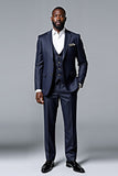 Dark Blue 3 Piece Single Breasted Men's Suit