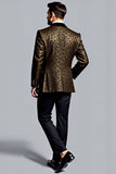 Black Golden Leopard Peak Lapel 2 Piece Men's Suits