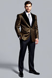 Black Golden Leopard Peak Lapel 2 Piece Men's Suits