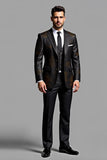 Elegant Black Embroidered 3 Piece Men's Suit