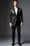 Black Lapel Single Breasted 2 pieces Men's Suits
