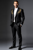 Black Lapel Single Breasted 2 pieces Men's Suits