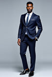 Dark Blue Shawl Lapel Single breasted 2 pieces Men's Suits