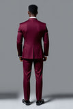Burgundy Double-breasted 2 pieces Men's Suits