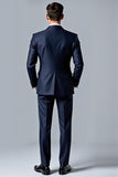 Dark Blue Lapel Single Breasted 2 pieces Men's Suits