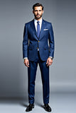 Royal Blue Double Breasted 2 Pieces Notched lapel Men's Prom Suits