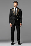 Black Single Breasted Peak lapel 2 Pieces Men's Prom Suits