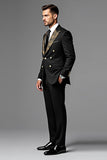 Black Single Breasted Peak lapel 2 Pieces Men's Prom Suits