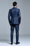 Dark Blue Double Breasted 3 Pieces Notched lapel Men's Prom Suits