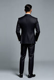 Black Double Breasted 3 Pieces Notched lapel Men's Suits