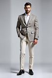 Grey Lapel Single Breasted 2 pieces Men's Suits
