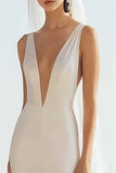 Simple Mermaid lvory Spaghetti Straps Long Wedding Dress