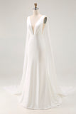 Mermaid Spaghetti Straps lvory Satin Long Wedding Dress