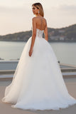 Lace Strapless A Line Tulle Ivory Wedding Dress