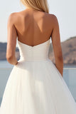 Strapless A Line Ivory Wedding Dress