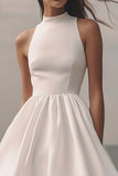 White Halter A Line Short Graduation Dress