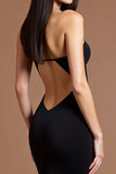Sweetheart Black Mermaid Crepe Formal Dress with Slit