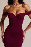 Burgundy Mermaid Off the Shoulder Long Formal Dress