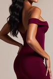Burgundy Mermaid Off the Shoulder Long Formal Dress