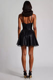 Sparkly Black Spaghetti Straps Short Cocktail Dress with Sequins