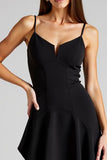 Black Spaghetti Straps A Line Asymmetrical Formal Dress