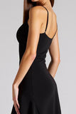 Black Spaghetti Straps A Line Asymmetrical Formal Dress