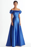 Royal Blue Off The Shoulder Satin Formal Dress