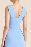 Sky Blue Mermaid V Neck Long Formal Dress with Flowers
